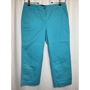 Talbots Women's 6 Signature Cropped Capri Pants Turquoise Flat Front Z14